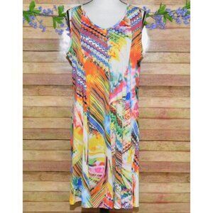 Shoreline Sun Dress A-Line Popover Colorful Art 2 Wear Size L/XL Mixed Print